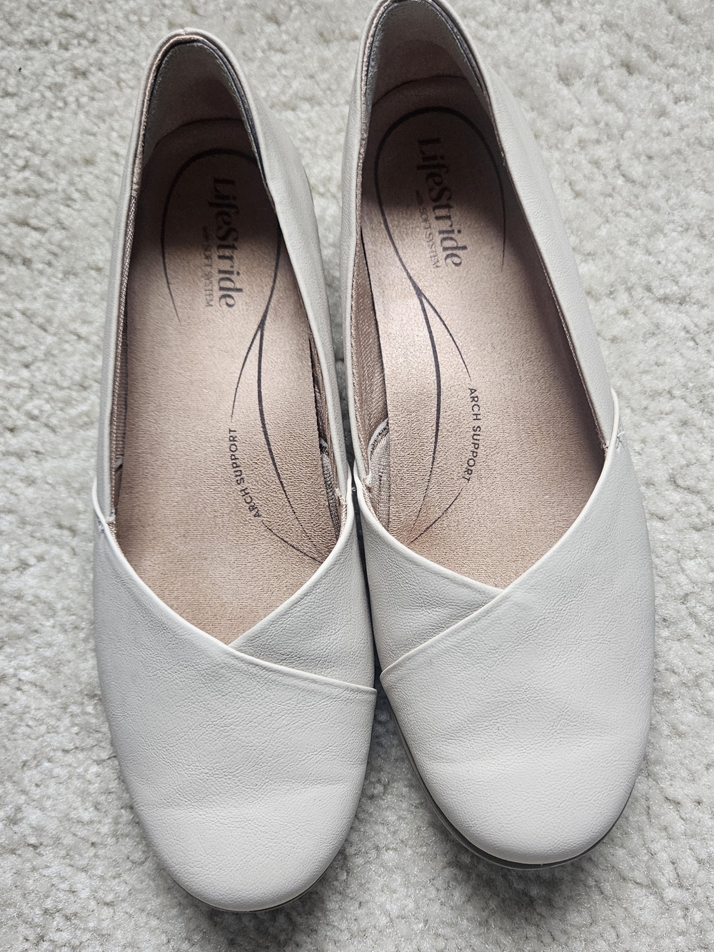 Life Stride White Crossover Slip-On Flats